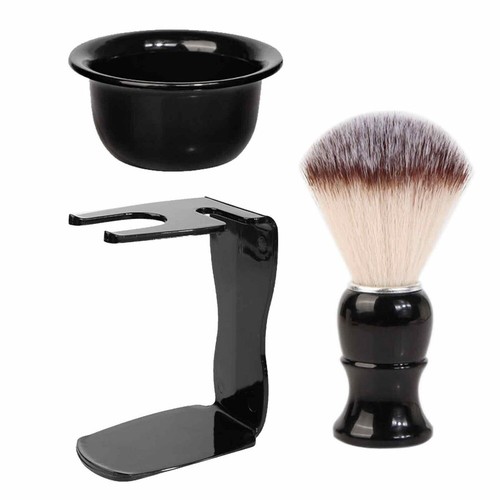 Cepillo de depilación para barba de tejón 3 en 1 con soporte juego de tazones kit de afeitado caliente - Imagen 3 de 4