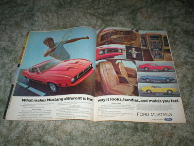 1973 FORD  MUSTANG C/F Car Ad 5 Models: Mach 1, Sports Roof, Grande, Hdtp, Conv