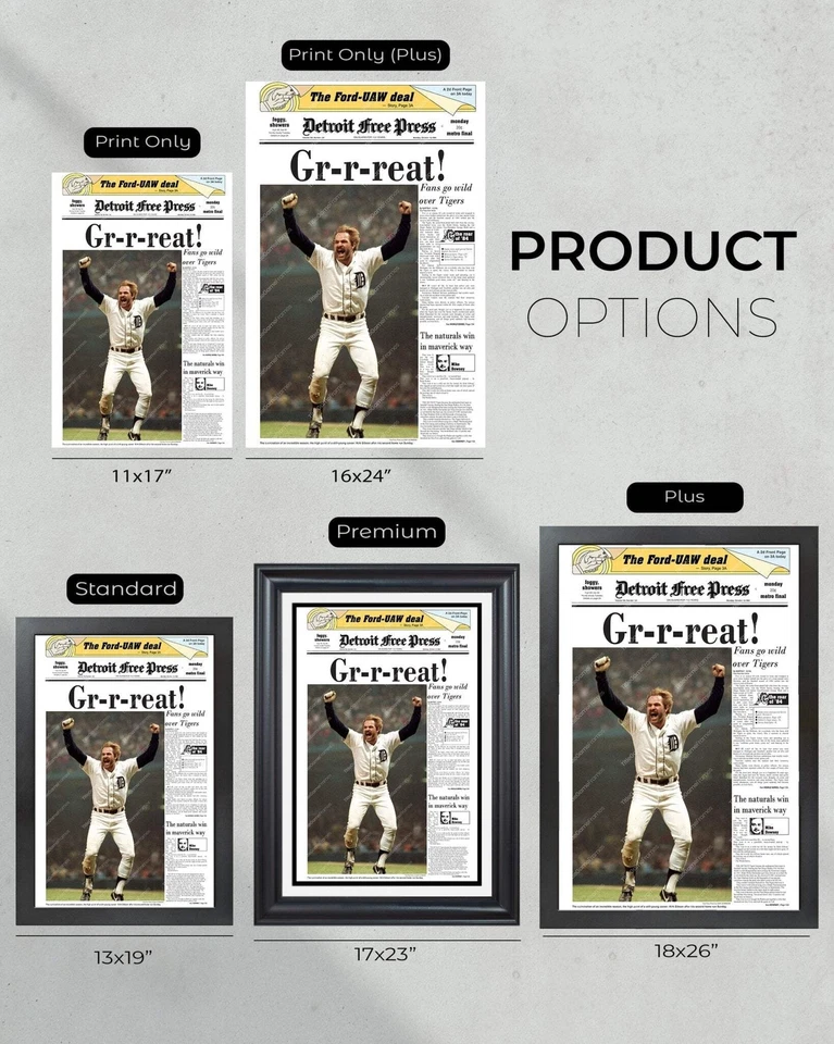 Detroit Tigers Serie Mundial 1984 enmarcado periódico impresión de portada Kirk Gibson Foto 4 de 4