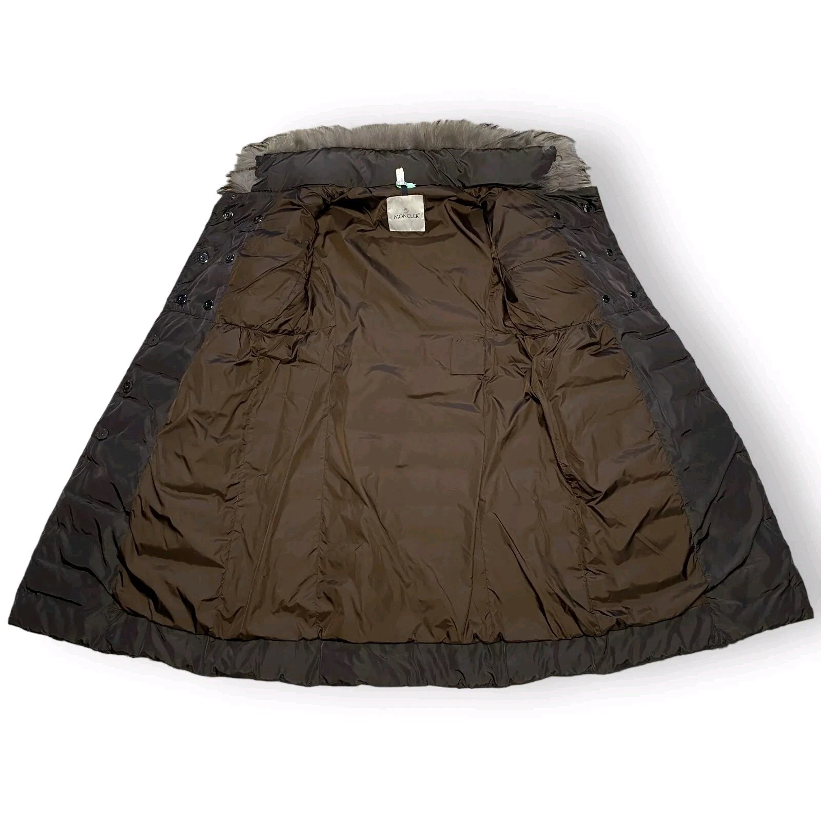 Piumino vintage Moncler JOHAFUR marrone donna taglia 1 XS S