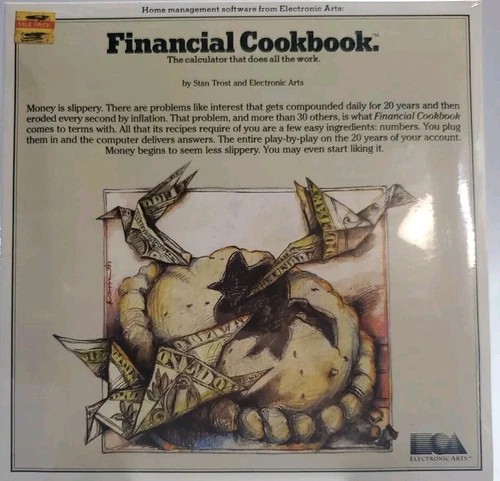 Atari 400 800 XL XE Financial  Cookbook software by Electrinic Arts. Sealed. NOS