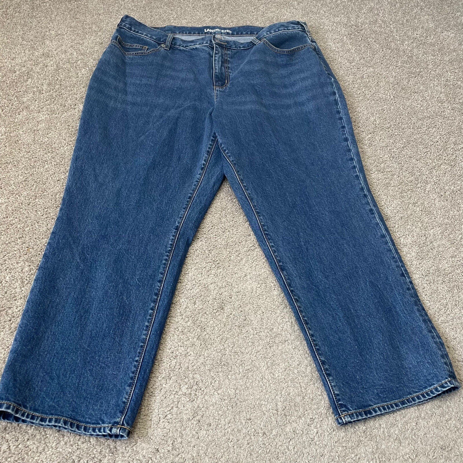 Lands End Womens Jeans Size 20W Blue Denim Straight High Rise Cotton