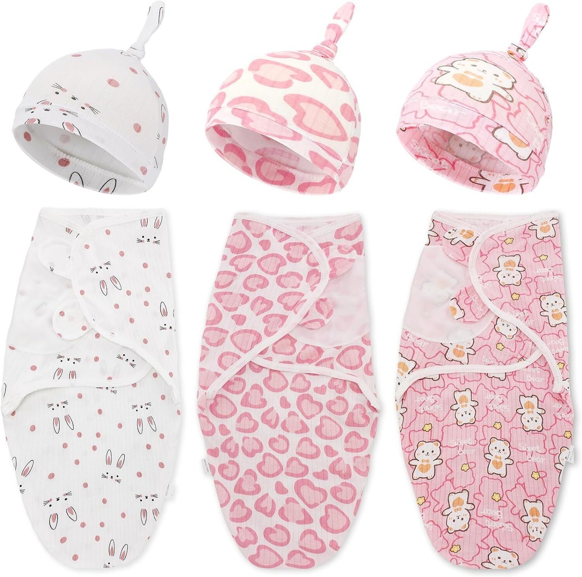 Pack Preemie Swaddle Blanket with Hat Set Hats Baby Cute Style