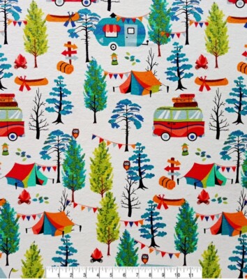 The Great Outdoors Camp Camping Happy Camper Rv Trailer Tents Cotton Pine Trees