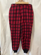 Vintage Woolrich Mens Red Buffalo Plaid Wool Hunting Pants Talon Zip