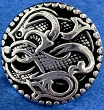 Vintage Pewter Buttons  Norwegian! 8 DRAGON WOW!!( Drage) Intricate! 11/16”