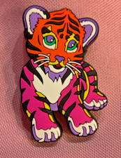 Crocs Jibbitz Lisa Frank 1  x1.75  Forrest the Tiger Colorful Shoe Charm NEW