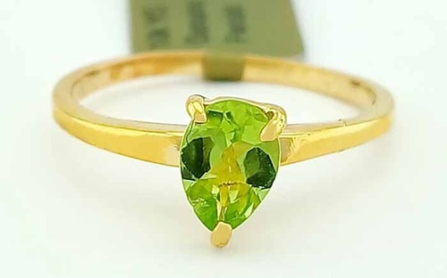 GENUINE 1.04 Cts PERIDOT SOLITAIRE RING 10k GOLD - Free Certificate Appraisal - Picture 2 of 5