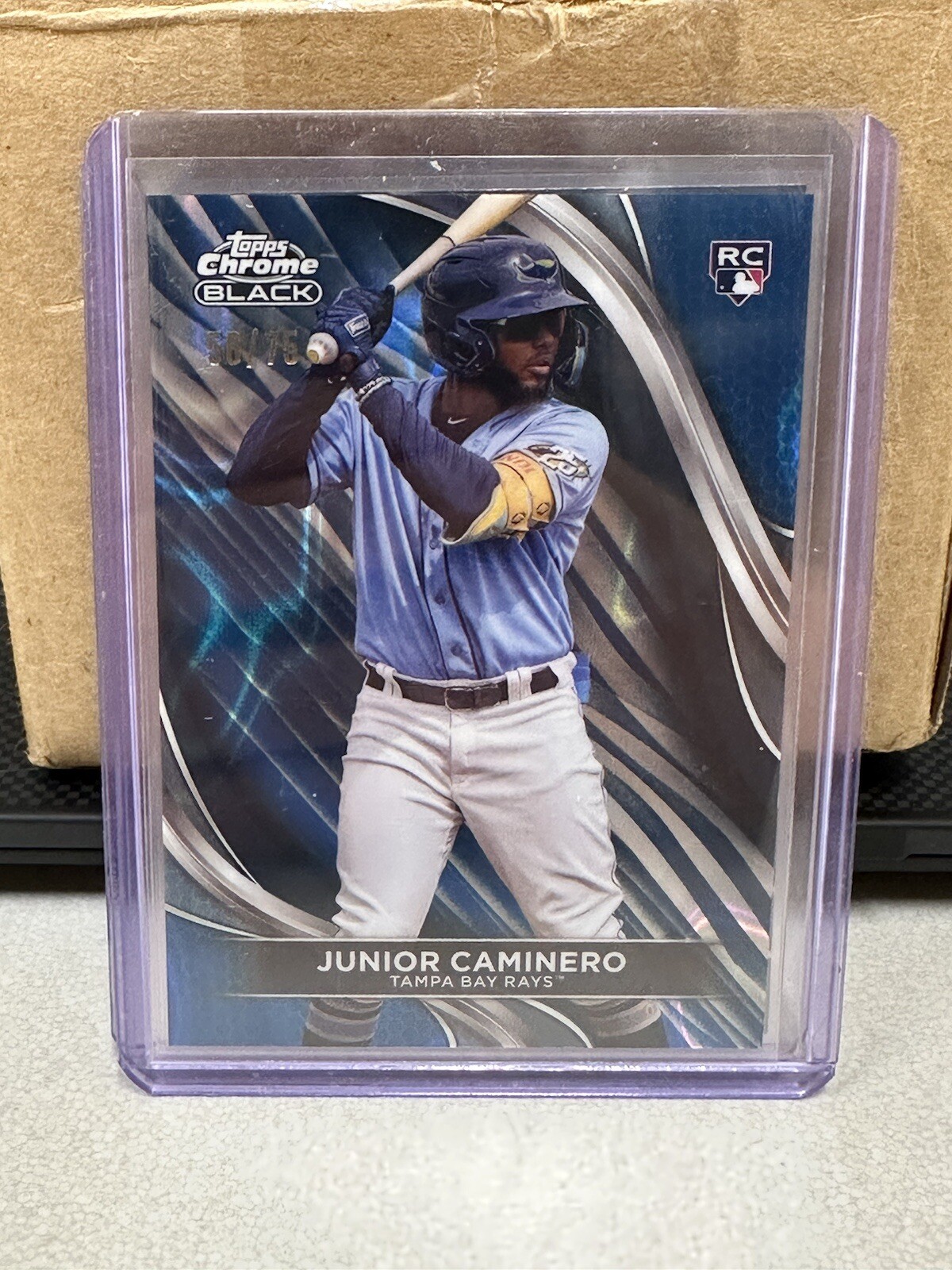 2024 Topps Chrome Black - Blue Refractor #78 Junior Caminero /75 (RC)