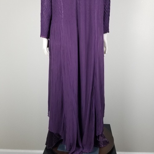 Komarov Purple Bohemian Plisse Lagenlook Beaded V-Neck Maxi Layer Dress Size 3X - Picture 10 of 17