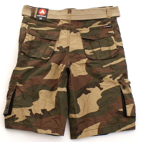 Airwalk Green Camouflage Ripstop Cotton Cargo Shorts with Belt Men's NWT - Picture 2 of 2