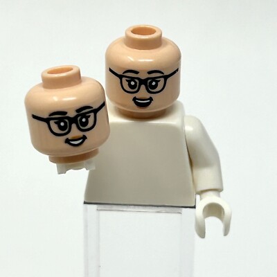 LEGO Minifigure Dual Head Glasses Peach Lips Grin Teeth Open Smile 3626cpb3129
