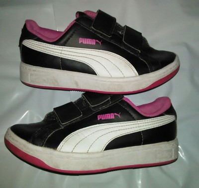pink black and white puma shoes