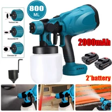 High Pressure Cordless Paint Sprayer Electric Airless HVLP Spray Gun w/2 Battery
