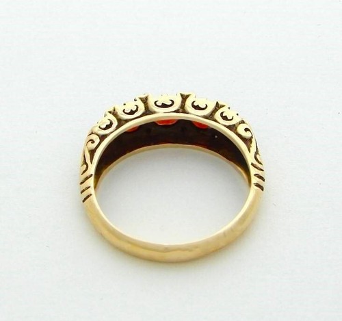 ANTIQUE DIAMOND GARNET RING VINTAGE WEDDING BAND - Picture 4 of 4