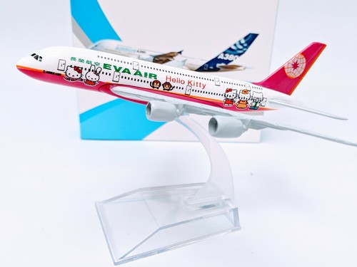 Eva Air Hello Kitty Diecast  Metal A380 Plane Aircraft Models On Stand 14Cm PINK - Bild 2 von 3