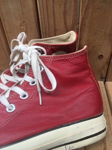80’s Rare Chuck Taylor All Star Converse Red leather made In USA USA 5.5 Uk 4.5 - Picture 5 of 18