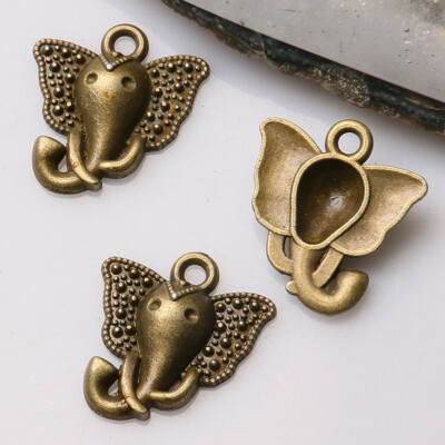 40pcs antiqued bronze color head of elepahant  design  charms  EF3377