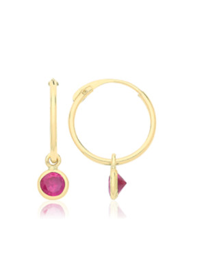Boucles D'oreilles Dorées 9 Carats - Finition Satin, Motif Petites Créoles, Neuves