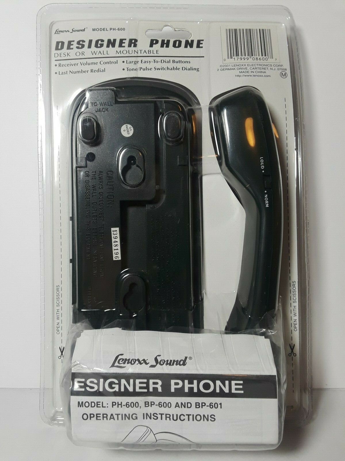 Lenoxx Sound Designer Phone PH600 Black Sealed Large Buttons Desk or