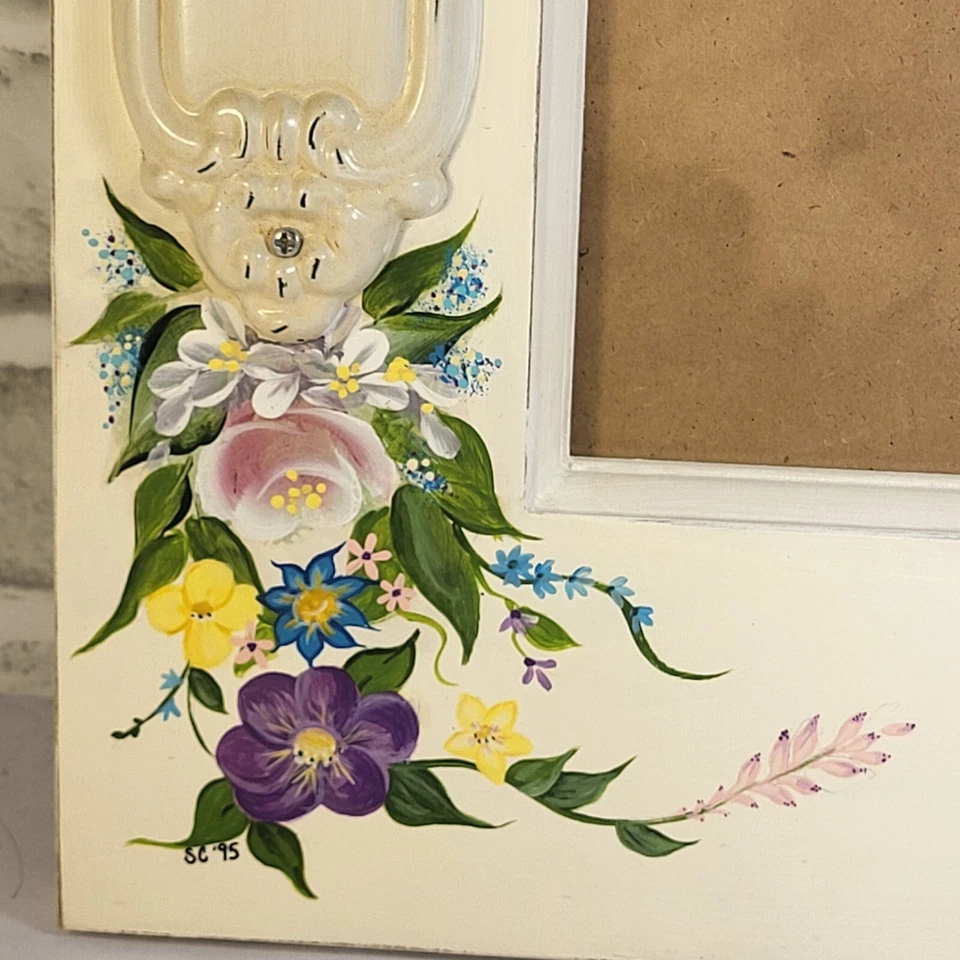 Vintage 4 Slot 4x6 Picture Frame Hand Painted Floral Cottage Core 13x17" - Image 3 of 4