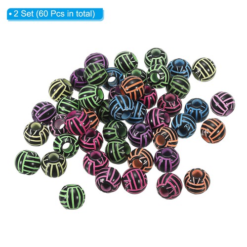 60Pcs 12mm Sport Beads Acrylic Volleyball Beads DIY Loose Beads Mixed Colors - Picture 3 of 7