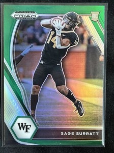 2021 Panini Prizm Draft Picks Sage Surratt RC Green #134 Wake Forest 🏈
