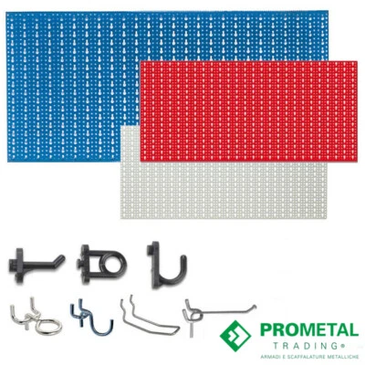 PROMETAL PANNELLO PORTAUTENSILI PORTA UTENSILI FORATO OFFICINE GARAGE CON/SENZA GANCI