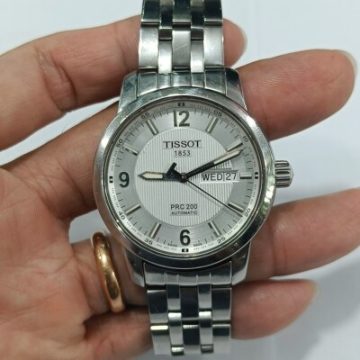 Rare Tissot PRC200 automatic Day Date Silver Dial Men Watch Swiss