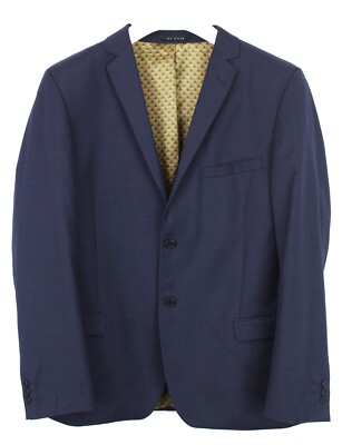 Ted Baker Endurance Blazer Herren (UK) 44 Einreihig Wollmischung Kerbe Blau