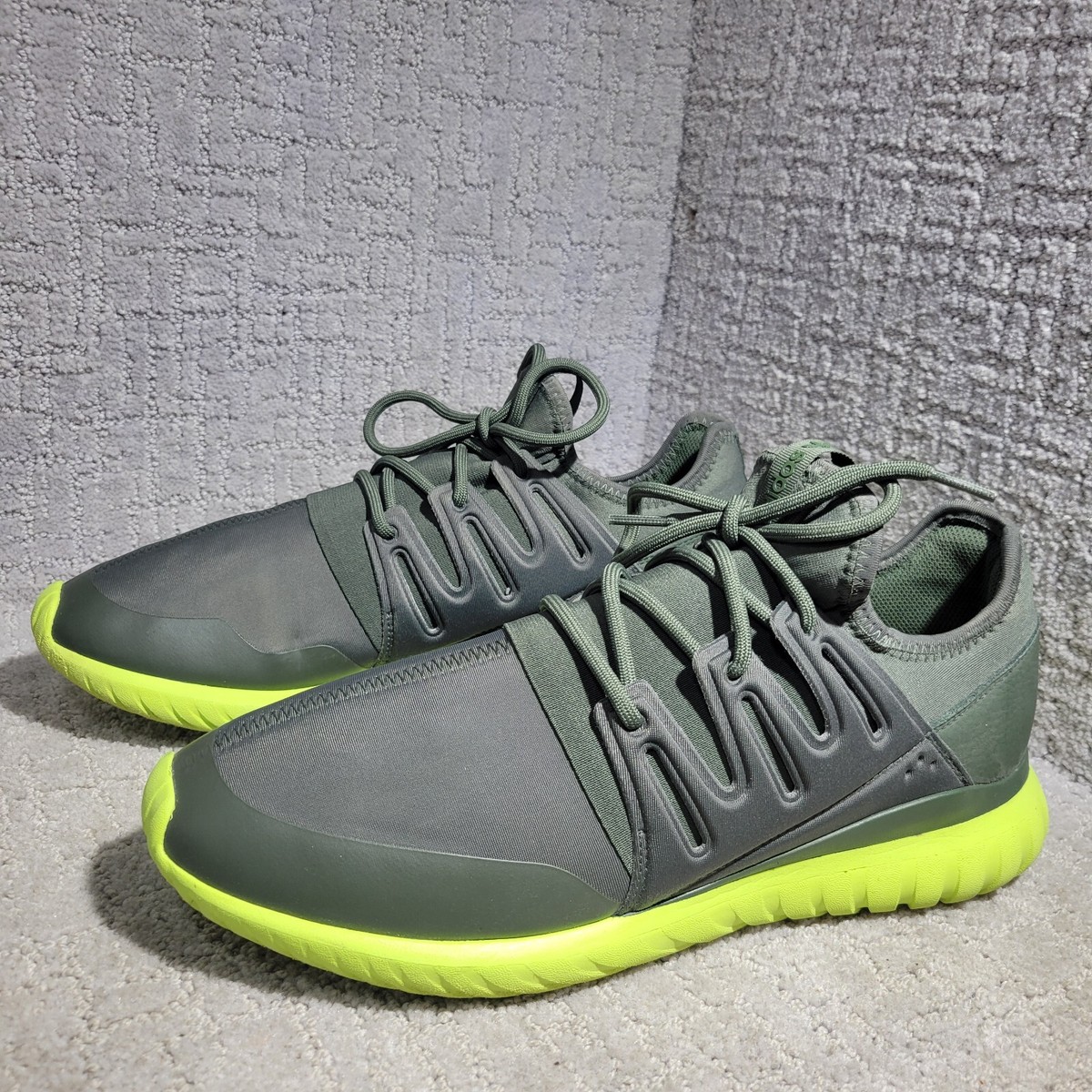 Adidas Tubular Radial Men's Size 13 US Olive Green Lime Green Running  Sneakers