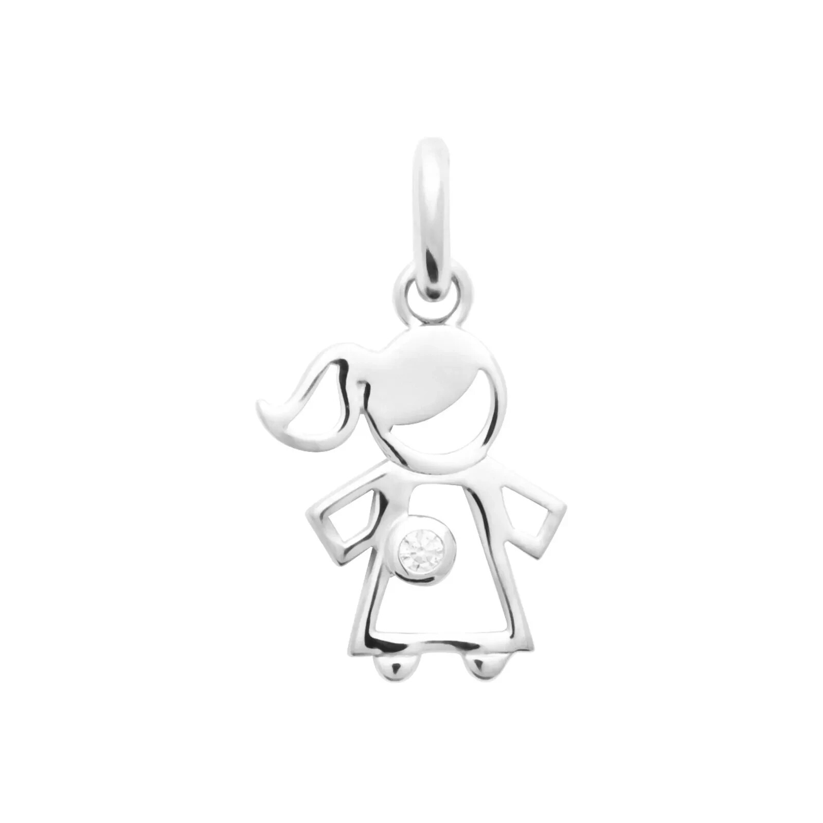 Collier petite fille en argent 925 rhodié et oxyde de zirconium