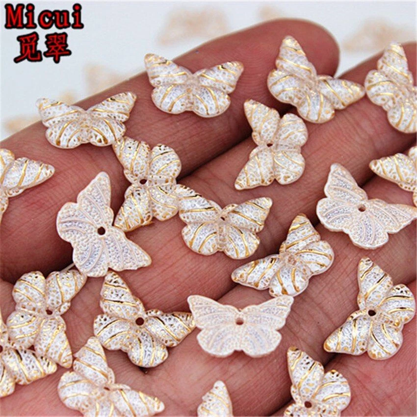 Butterfly Flatback Bead 50pcs 10*15mm Colorful Acrylic Rhinestone Craft Applique - Image 4 of 4