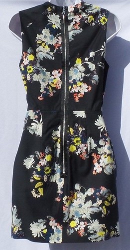 ERDEM Darice Midnight Navy Floral Twill Sleeveless V Neck Back Zip Dress 6 IT 42 - Bild 7 von 12