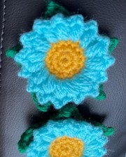 crochet acrylic flower Yellow Blue. One Flower 8-9 Cm
