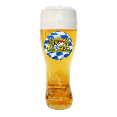 Das Boot Bavaria Flag and Lion Crest Glass Beer Boot 0.5 L Oktoberfest Germany