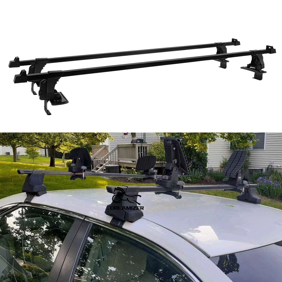 Portaequipajes de carga negro barra transversal riel techo coche Toyota Celica 52" Foto 4 de 4