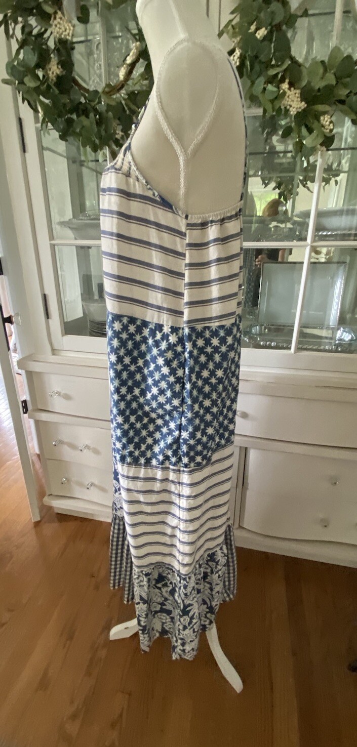 Universal Thread Blue White Patchwork Maxi Boho P… - image 4