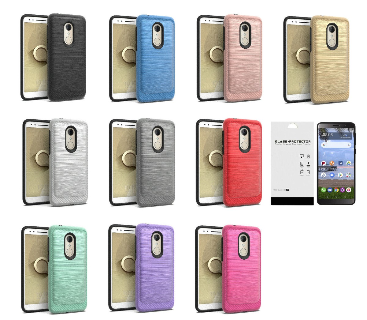 For Alcatel TCL A1X A503DL Lining Slim Brush Hybrid Case Cover