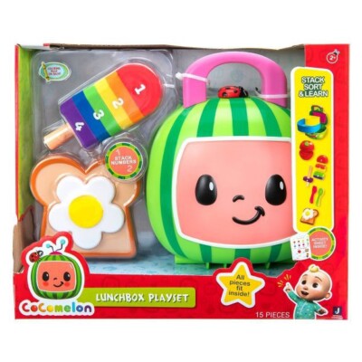 NEW COCOMELON 15 piece LUNCHBOX PLAYSET Stack Sort Learn Counting Toy Set
