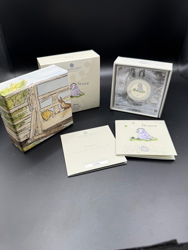 Royal Mint 2022 Silver proof Winnie the Pooh Eeyore Colour 50p with COA & box.