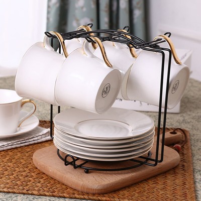 Metal Coffee Cup Mugs Rack Dishes Holder With Hooks Kitchen Stand