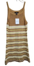 NWT Forever 21 Striped Crochet Mini Tan Dress Cover Up Woman's 