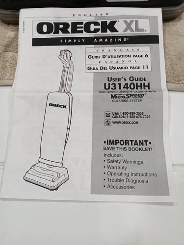 Oreck XL X-TENDED Life Type 8 Upright Vacuum Cleaner Two Speed - U3140HHB4 - Picture 7 of 12
