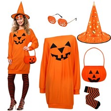 Eurzom 5 Pcs Halloween Pumpkin Costume Set for Women XX-Large, Mainly Orange