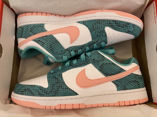 Nike Dunk Low ME Snakeskin Washed Teal Bleached Coral Mens Sz 11.5 DR8577-300 - Picture 10 of 14