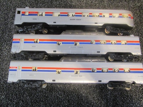 Lot of 3 Amtrak HO Scale Streamline Passenger Cars by Life Like (RH331)