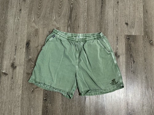 Vintage Crazy Shirts Hawaii Shorts Men XL Green Leaf Dyed Elastic Waist Pockets