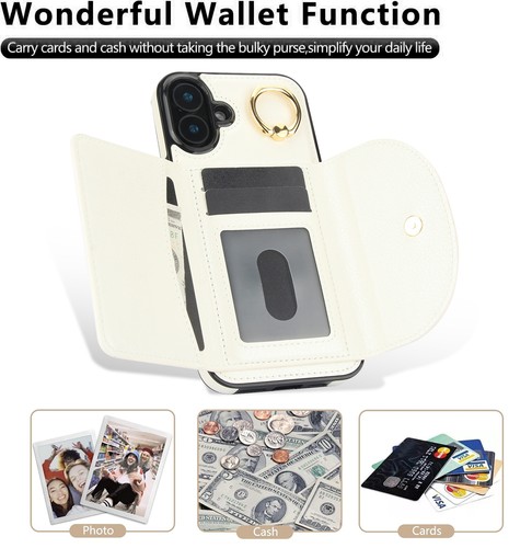 For iPhone 15 16 Pro Max 14 13 Shockproof Leather Wallet Card Ring Holder Case - Picture 27 of 61