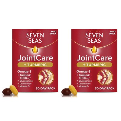 Seven Seas Gelenkpflege & Kurkuma | Omega 3 Glucosamin - Doppelpack 60 Tage